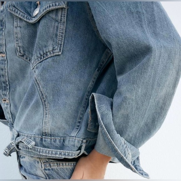 ZARA TRF DENIM JACKET WITH BELT - NWT - Picture 6 of 7